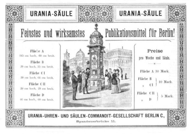 Anunci d'anuncis a la Columna d'Urània de 1893